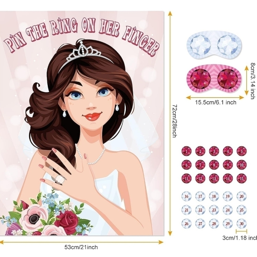 Bridal Shower Hen Party Bachelorette Party Girls Game Bride To Be Pin Game Party - Picture 2 of 7